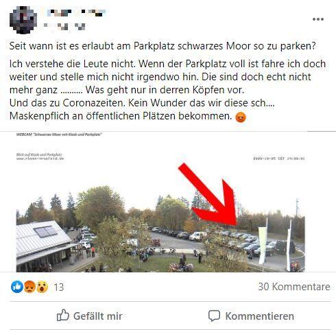 In der Facebook-Gruppe 'Wir sind Rhöner' häuften sich die Kommentare zum übervollen Parkplatz am Schwarzen Moor.