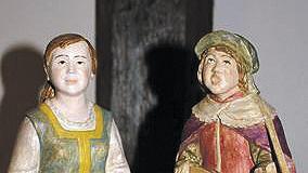 Kaspar von der Rhön als Holzfigur, zusammen mit der Münnerstädter Schnitterin.