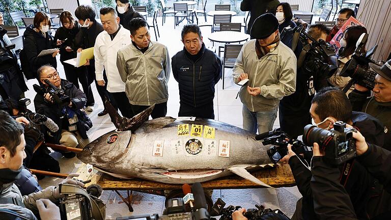 Japanische Thunfisch-Auktion       -  Die erste Auktion eines Thunfisches im Neuen Jahr gilt vielen in Japan als Gradmesser für Glück und Wohlstand.