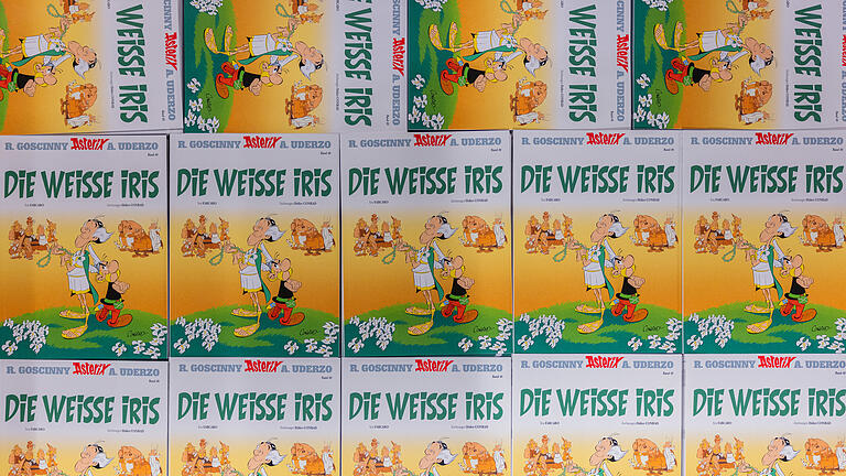 Asterix-Band 40 'Die weiße Iris'.jpeg       -  An diesem Donnerstag erscheint der neue 'Asterix'-Comic 'Die weiße Iris'. Auf dem Titelbild: Visusversus.