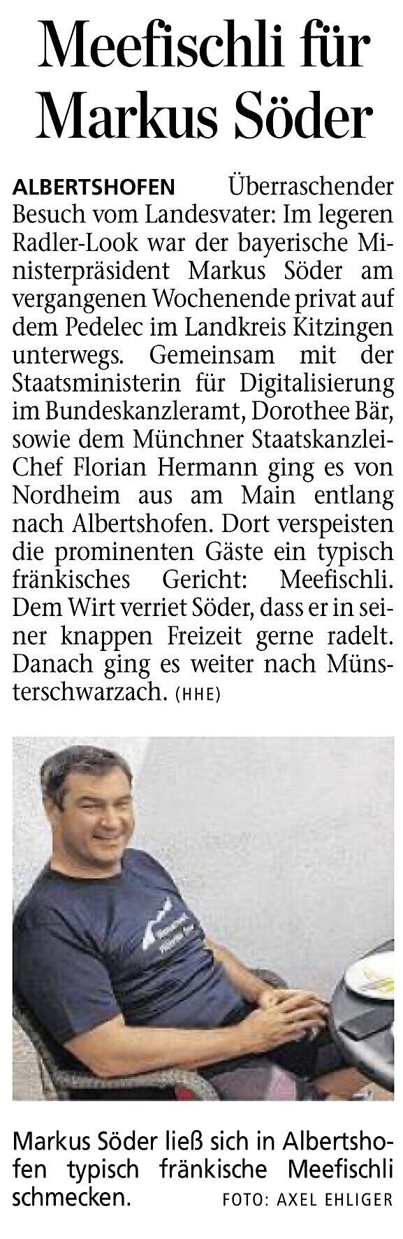 Kürzer war der Bericht, der in der Gesamtausgabe der Main-Post vom 7.8.2020 erschienen ist. Kürzer war der Bericht, der in der Gesamtausgabe der Main-Post vom 7.8.2020 erschienen ist.