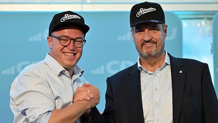 Thüringen Wahlkampfabschluss CDU - Thüringens CDU-Spitzenkandidat Mario Voigt hat sich Unterstützung aus Bayern geholt Thüringen Wahlkampfabschluss CDU - Thüringens CDU-Spitzenkandidat Mario Voigt hat sich Unterstützung aus Bayern geholt