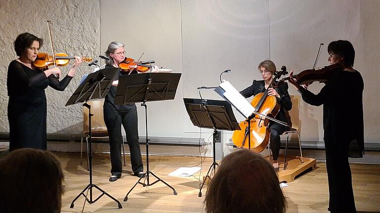 Die Musikerinnen des 'Elisen-Quartetts' Anja Schaller (von links), Maria Schalk, Irene von Fritsch und Karoline Hofmann&nbsp;nahmen die Besucher mit auf einen Ausflug zur zeitgenössischen 'minimal music' nach New York.