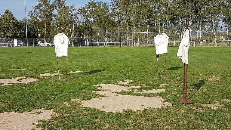 Im Herbst 2020 suchten Krähen auf dem Sportplatz des SV Merkershausen nach Nahrung.