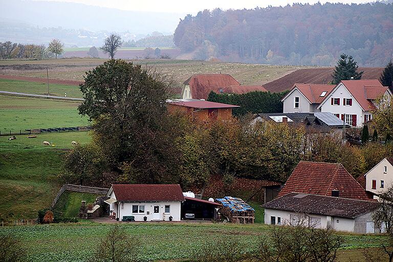 Links im Hintergrund die Schafweide Müller am nördlichen Ortsrand von Geroldswind Links im Hintergrund die Schafweide Müller am nördlichen Ortsrand von Geroldswind