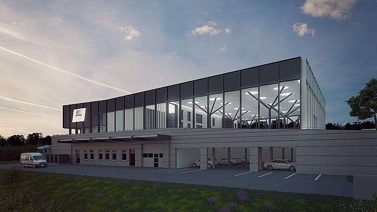 Die Ansicht des &bdquo;Sun Forum&ldquo; von der A 3 aus. Grafik: Geisendörfer Architekten