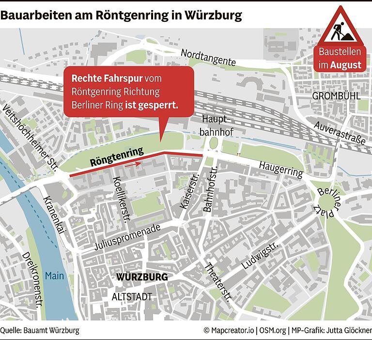 Hier droht im August 2024 Staugefahr in Würzburg: Alle Baustellen, Sperrungen und praktische Umleitungen im Überblick