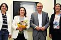 Sabine Banuelos (Zweite von links) wird künftig die Volkshochschule Marktheidenfeld leiten. Im Rathaus wurde sie von Inge Albert (links), der scheidenden Vhs-Geschäftsführerin Monika Oetzel (rechts) und Bürgermeister Thomas Stamm begrüßt.