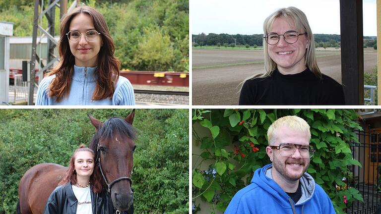 Von ihrem Leben als Studierende, die nach Würzburg pendeln, berichten (oben von links) Isabel Gomes und Michelle Vehe sowie (unten) Franziska Kropf und Lennart Ebert.