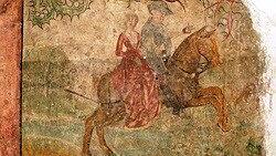 Wandmalerei: Jagd mit dem Falken, um 1460 Wandmalerei: Jagd mit dem Falken, um 1460