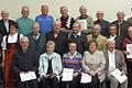 50 Jahre Vereinstreue: 84 Frauen und Männer der ersten Stunde ehrte Vorsitzender Markus Franz (rechts) teils in Abwesenheit beim Festkommers am Samstagabend (Block 1).
