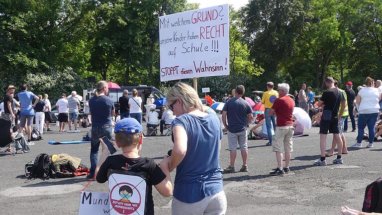 Eine Corona-Demo Mitte Juni auf dem Schweinfurter Volksfestplatz. Auf einer der Kundgebungen war zuletzt auch eine Biologin der Würzburger Uniklinik aufgetreten.