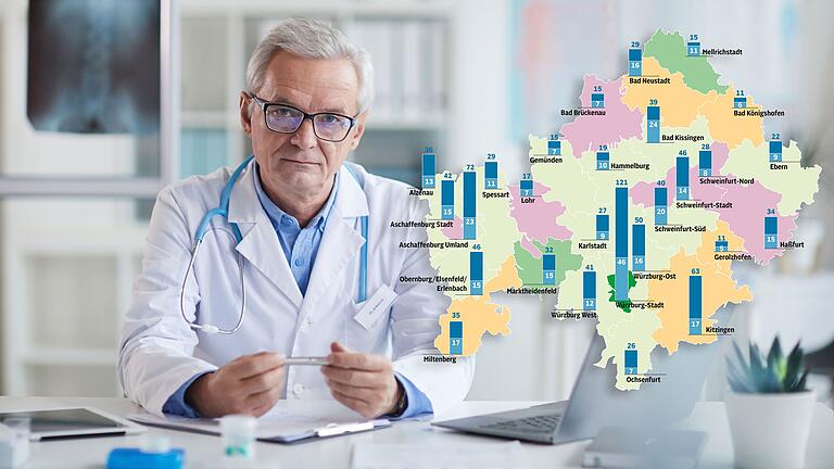 Die Ärzteschaft in Unterfranken  wird durchschnittlich immer älter, die Dichte an Praxen ist regional sehr unterschiedlich. Für viele Patientinnen und Patienten werden die Wege zum Arzt weiter.