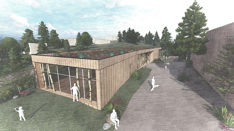 Holzverkleidung, Glasfassaden, Gründach: So soll das Naturparkzentrum nach Plänen des Architekturbüros aussehen. Holzverkleidung, Glasfassaden, Gründach: So soll das Naturparkzentrum nach Plänen des Architekturbüros aussehen.