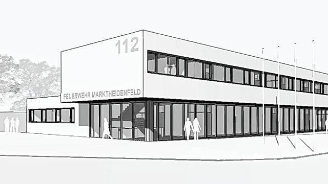 Schlicht und funktional: das neue Feuerwehrgerätehaus in Marktheidenfeld im Entwurf.