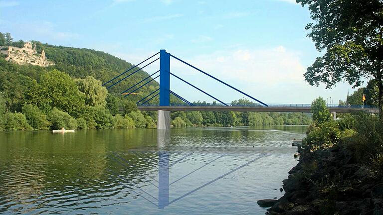 Das Pylonenpaar der neuen Brücke soll auf Mühlbacher Seite stehen. Das Pylonenpaar der neuen Brücke soll auf Mühlbacher Seite stehen.