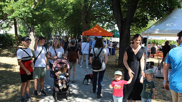 „Kunst und Kulinarisches“ zog am Sonntag in Gerolzhofen wieder viele Besucher in den Bann. Die Stimmung war bestens und der Schatten der Bäume machte das quirlige Treiben entlang der Stadtmauer bei großer Hitze erträglich.
