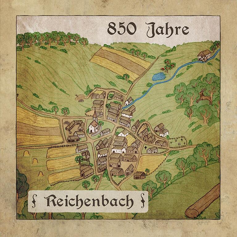 Podcast-Cover zu 850-Jahre-Reichenbach: Diese Ansicht des Münnerstädter Stadtteils wurde von Oliver Hillenbrands Freundin Anna Schinz eigens zum Jubiläum erstellt. Podcast-Cover zu 850-Jahre-Reichenbach: Diese Ansicht des Münnerstädter Stadtteils wurde von Oliver Hillenbrands Freundin Anna Schinz eigens zum Jubiläum erstellt.