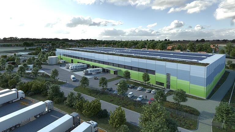 Die Visualisierung zeigt das Logistikcenter, das in Rüdenhausen geplant ist. Die Visualisierung zeigt das Logistikcenter, das in Rüdenhausen geplant ist.