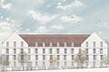 Mehr Wohnraum auf vier Geschossen, darunter eine Tiefgarage: Der Vorentwurf des Würzburger Architekturbüros Brückner &amp; Brückner für die geplanten neuen Wohnhäuser der Würzburger Wohnungsgenossenschaft im oberen Frauenland.