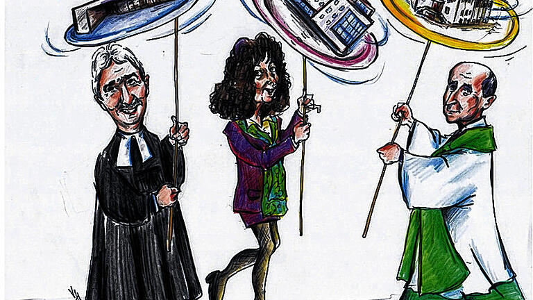 Hädefelder Wettbewerb: Wer hat das schönste Gemeindehaus – die Pfarrer Bernd Töpfer (links) bzw. Hermann Becker (rechts) oder doch Bürgermeisterin Helga Schmidt-Neder? Hädefelder Wettbewerb: Wer hat das schönste Gemeindehaus – die Pfarrer Bernd Töpfer (links) bzw. Hermann Becker (rechts) oder doch Bürgermeisterin Helga Schmidt-Neder?