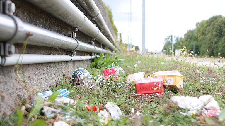 Immer noch: Fastfoodmüll hinter der Kaimauer der Maininsel. Immer noch: Fastfoodmüll hinter der Kaimauer der Maininsel.