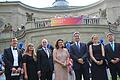 Intendant Tilman Schlömp (von links), Anja und Kay Blankenburg (Oberbürgermeister), Staatsministerin Dorothee Bär, Ministerpräsident Markus Söder, Kurdirektorin Sylvie Thormann und MdL Sandro Kirchner vor dem Regentenbau. Foto: Benedikt Borst       -  Intendant Tilman Schlömp (von links), Anja und Kay Blankenburg (Oberbürgermeister), Staatsministerin Dorothee Bär, Ministerpräsident Markus Söder, Kurdirektorin Sylvie Thormann und MdL Sandro Kirchner vor dem Regentenbau. Foto: Benedikt Borst