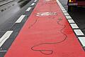 Vandalismus an neuen Fahrradmarkierungen.