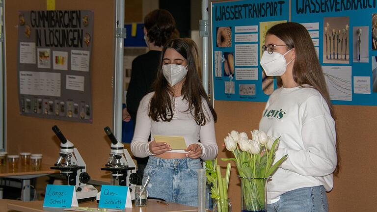 Emily Assandria und Elisabeth Liebl (8a) präsentieren erfolgreich ihr Wissenschaftsprojekt.