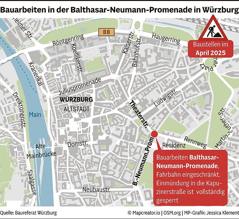 Baustellen in Würzburg im April 2025: Hier müssen Autofahrer in diesem Monat mit Stau und Einschränkungen rechnen