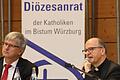 Michael Wolf, der Vorsitzende des Diözesanrats der Katholiken im Bistum Würzburg, und Bischof Franz Jung bei der Herbst-Vollversammlung des Diözesanrats im Oktober 2020.