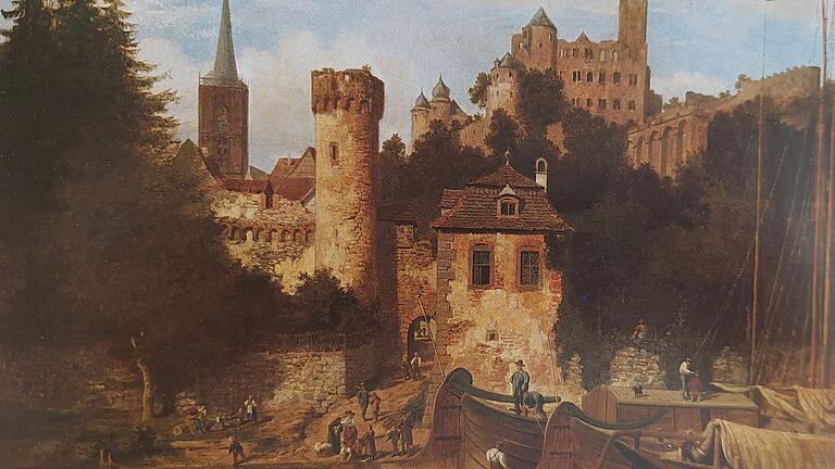 Das Kittsteintor in Wertheim, gemalt um 1867 von Karl Weysser. Auch Werke dieses Künstlers werden zum Abschluss der Ausstellung 'Der Gissigheimer Maler Max Wolf und seine Künstler-Freunde' besprochen.