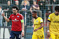 Fussball, Regionalliga Bayern, SpVgg Unterhaching - FC Würzburger Kickers       -  Im Bild von links: Markus Schwabl (SpVgg Unterhaching). Saliou Sane (FC Würzburger Kickers), Andre Leipold (FC Würzburger Kickers)