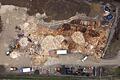 Das Ergebnis von vier Tagen freiwilliger Arbeit: Die Gruppe mit Helfern aus dem Landkreis Würzburg sägte Anfang Januar rund 600 Ster Holz. Janik Keßler, einer der Teilnehmer, fotografierte die Holzberge mit einer Drohne.