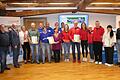 Ehrung für außerordentliches Engagement in der Jugendarbeit (von links): Wolfgang Winter (KJR), Landrat Wilhelm Schneider, stellvertretende Landrätin Birgit Bayer, Egbert Hahn, die Helfer des Kinder- und Jugendzeltlagers der Pfarrgemeinde Sankt Laurentius in Ebern, Jugendamtsleiter Christoph Schramm, die Sportler der Judo-Abteilung der SG Eltmann, Dagmar Keenan, Theresa Fleischmann (Kommunale Jugendbeauftragte) und Schulamtsdirektorin Susanne Vodde.