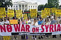 Protest vor dem Weißen Haus: &bdquo;Kein Krieg gegen Syrien&ldquo; fordern Demonstranten in Washington.