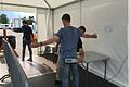 Journalisten werden am Eingang zum Pressezentrum der deutschen Fußball-Nationalmannschaft im französischen Evian während der EM 2016 kontrolliert. Foto Achim Muth