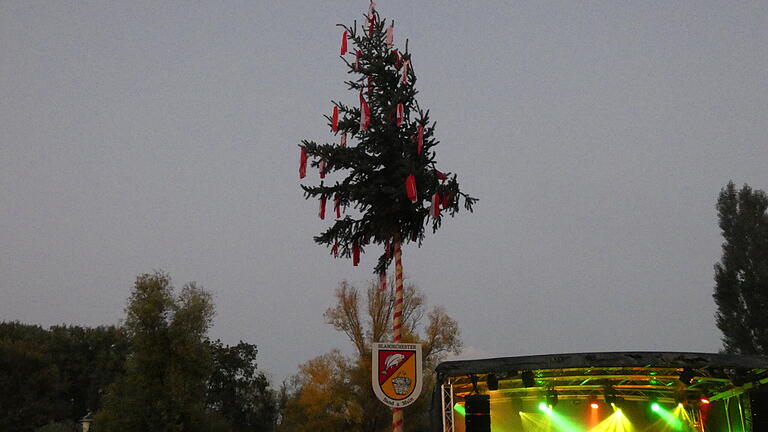 Symbolisch hatte das Blasorchester auch einen kleinen Kirchweihbaum als Dekoration aufgestellt.