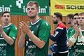 DKB 2. Handball-Bundesliga, DJK Rimpar Wölfe - ASV Hamm-Westfalen       -  Sichtlich enttäuscht bedanken sich die Rimparer (von links): Lukas Böhm, Michael Schulz, Max Brustmann, Benjamin Herth und Julian Sauer nach der Niederlage gegen Hamm bei ihren Fans.