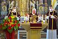 Kilianspatrozinium in Wettringen. Ruhestandspfarrer&nbsp; Hans Beetz (Mitte) feierte die heilige Messe gemeinsam mit dem Ortspfarrer Eugen Daigeler (rechts) und einem Gast aus Passau, Pfarrer Dominik Flür.&nbsp;