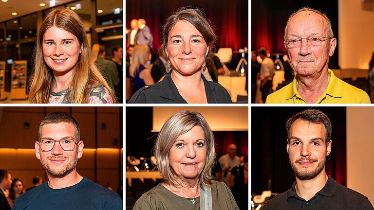 Zwischen Hoffen und Bangen: Sechs Besucherinnen und Besucher der Podiumsdiskussion von Main-Post, Rhön- und Saalepost Rhön- und Streubote und in der Stadthalle. Oben von links: Natalie Werner, Manuela Michel, Klaus Granzow. Unten von links: Janis Heller, Eva Böhm und Sebastian Uhl.