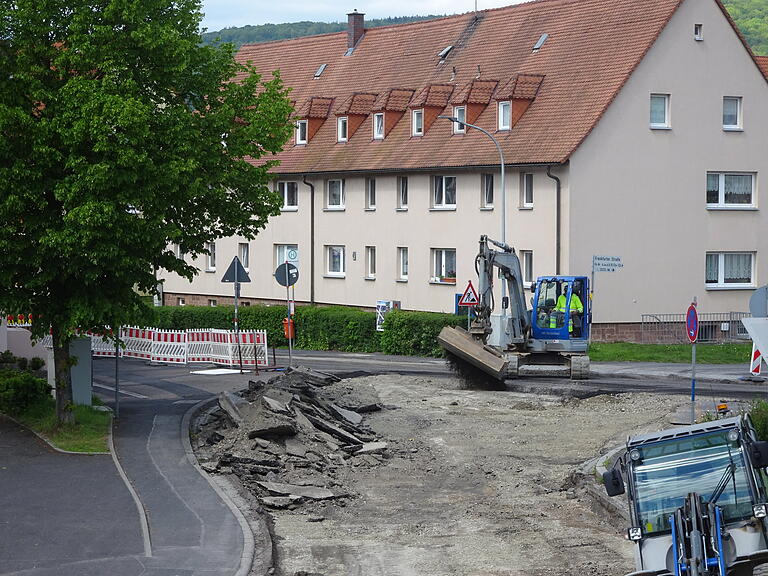 Die Einfahrt der Hafenstraße in Gemünden beim Gasthof 'Zur Linde' am Dienstagnachmittag.