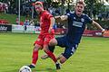 Felix Göttlicher (rechts im Trikot der SpVgg Unterhaching beim Spiel in Aubstadt) wechselt auf Leihbasis zu den Würzburger Kickers.