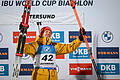 Biathlon-Weltcup in Schweden.jpeg       -  Biathlet Roman Rees aus Deutschland jubelt nach seinem Sieg im Einzelrennen von Östersund.