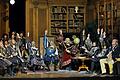 Bayreuther Festspiele 2017 - Die Meistersinger von Nürnberg       -  Die Meistersinger in Haus Wahnfried. Rechts Hans Sachs (Michael Volle) und Beckmesser (Johannes Martin Kränzle), sein Pausebrot essend.