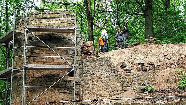 Im Jahr 2013 wurde die Schildmauer mit ihren Flankierungstürmen am Eingangsbereich zur Hauptburg restauriert. Ein riesiger aufgehäufter Schuttkegel oberhalb der Schildmauer (im Bild rechts oben) sorgte dabei für erhebliche Probleme.