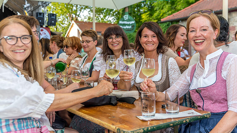 Zahlreiche Menschen besuchten am Freitag bei sommerlichen Temperaturen und ausgelassener Stimmung das Homburger Weinfest in Triefenstein.