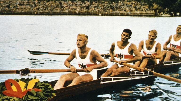 Bis heute die einzigen Olympiasieger aus Würzburg: Der Vierer ohne Steuermann des&nbsp;Würzburger Ruderverein 1875 mit (von links) Wilhelm Menne, Martin Karl, Carl Anton Rom und Rudolf Eckstein gewann 1936 in Berlin Gold.&nbsp;