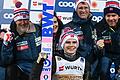 Nordische Ski-WM Trondheim       -  Sportdirektor Aalbu beim Goldjubel auf der Normalschanze.
