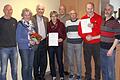 Geehrt: Karl-Heinz Handel (von links), Marianne Becher, Walter Schöpfner, Elisabeth Rubi, Folker Hartmann, Peter Fischer, Heinz Ortloff und rechts außen Vorsitzender Thomas Dill Foto: Thomas Dill       -  Geehrt: Karl-Heinz Handel (von links), Marianne Becher, Walter Schöpfner, Elisabeth Rubi, Folker Hartmann, Peter Fischer, Heinz Ortloff und rechts außen Vorsitzender Thomas Dill Foto: Thomas Dill